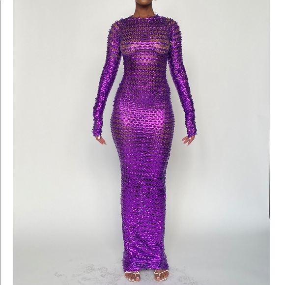 TLZLFEMME PURPLE METALLIC FISHNET